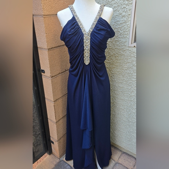 JS Boutique Navy Rhinestone Cocktail Dress - Picture 1 of 11